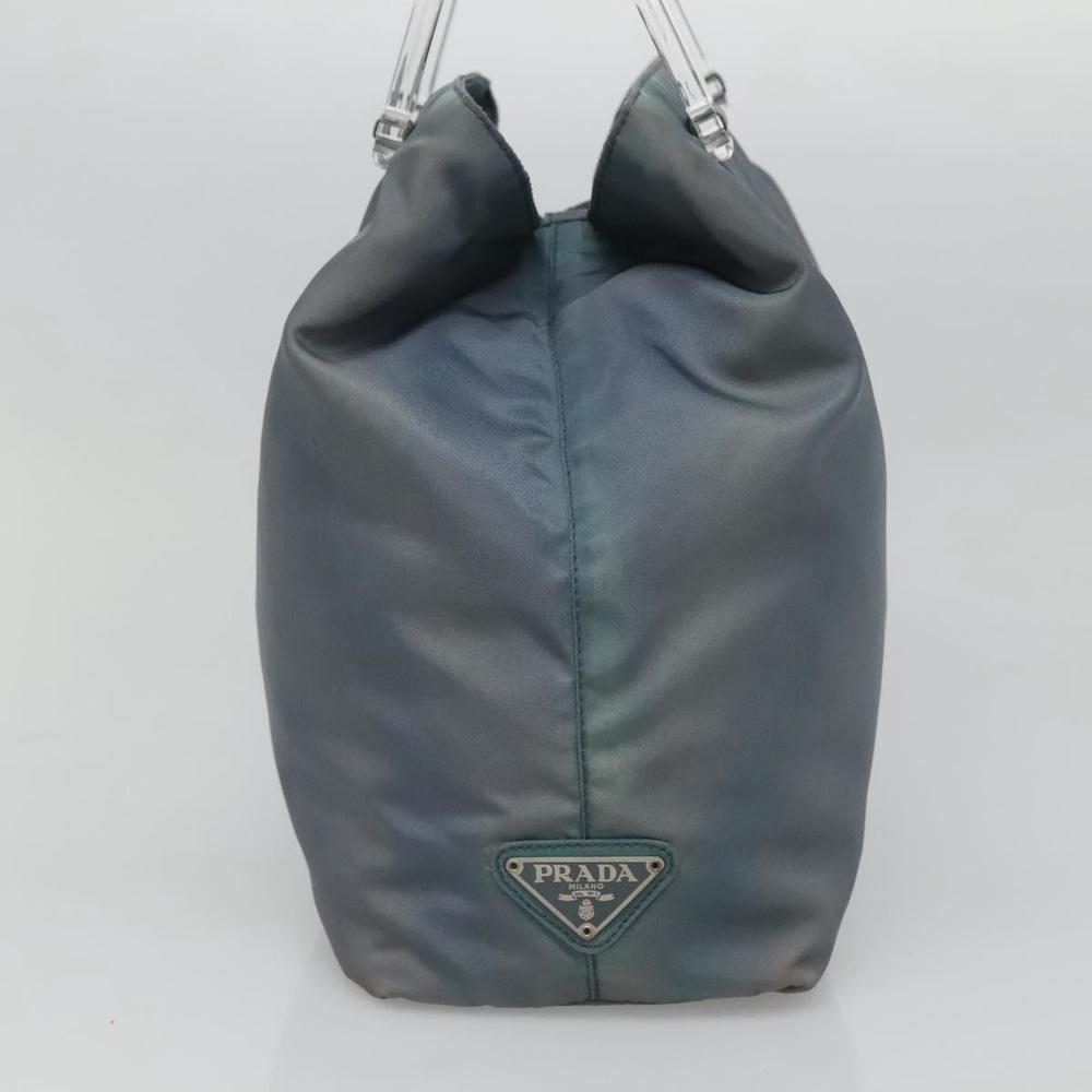 PRADA Hand Bag Nylon plastic Light Blue Silver clear Auth fm4546 - Picture 3 of 16
